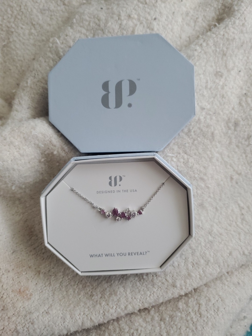 Bomb Party Silver Necklace with Purple Crystal Accents
